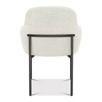 Dyonery Sedia da Pranzo Moderna in Bouclé Mid-Century, Schienale e Braccioli Imbottiti Confortevoli, Gambe in Metallo, Sedia Accento Bianca