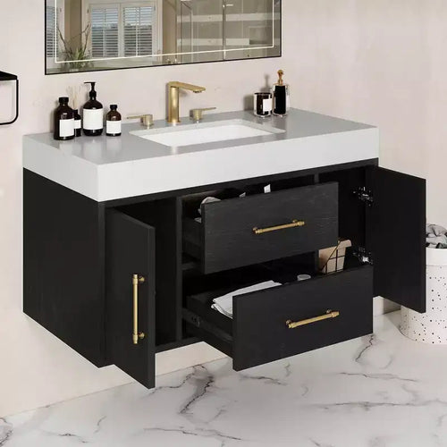 40 Inch Floating Vanity Set with 2 Closing Doors 2 Drawers Storage Cabinet