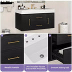 Mobile bagno sospeso da 100 cm con 2 ante a chiusura ammortizzata e 2 cassetti contenitori