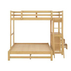 Bellemave Letto a castello singolo sopra piazza e mezzo, letto a castello in legno con scrivania, letto a castello singolo sopra piazza e mezzo con 3 cassetti, letto a soppalco con scrivania per bambini e adulti, Naturale