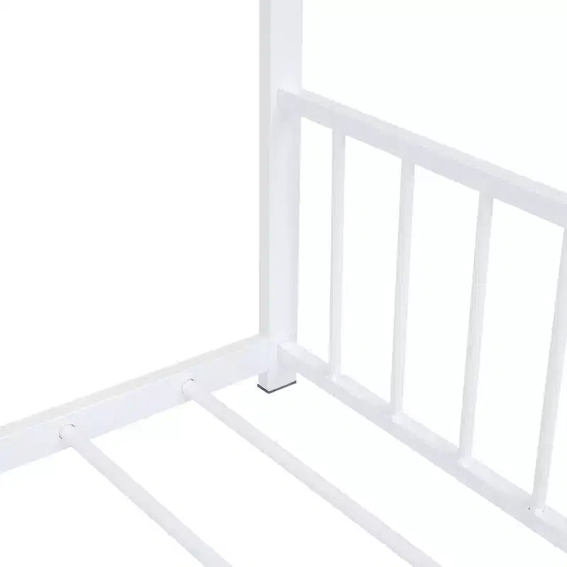 Bellemave Letto a Piattaforma a Casetta, Dimensioni Matrimoniali, Letto a Casetta con Testiera, Pediera e Supporto a Doghe, Bianco