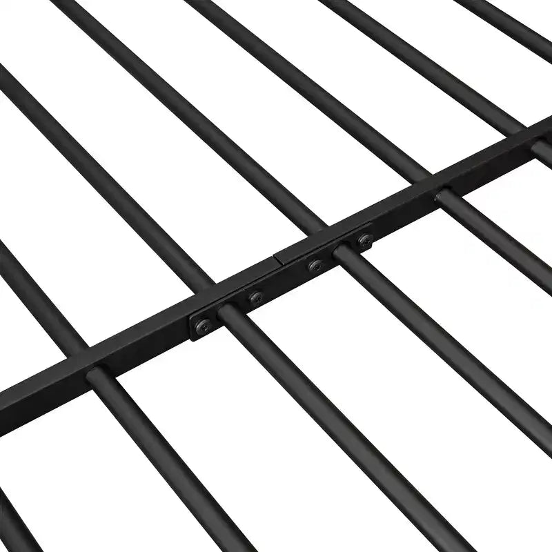 Bellemave Letto a pavimento Montessori con ripiano portaoggetti e luci LED, letto per bambini a forma di casetta in metallo, nero, misura full-size