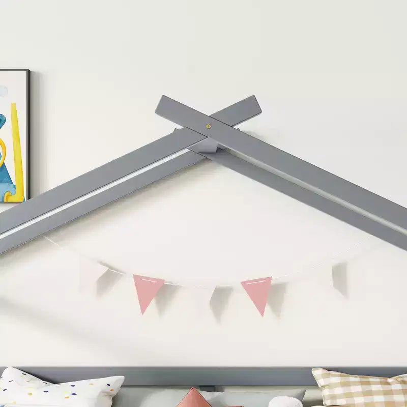 Bellemave Letto a soppalco singolo con scivolo e scaletta, letto a soppalco a forma di casetta per bambini, letto a soppalco in legno, per bambini e bambine, grigio