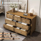 Cassettiera a 7 cassetti per camera da letto, comò in legno da 47W con maniglie in metallo, cassettiera grande per TV, organizer per vestiti per camera da letto