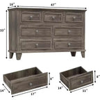 Cassettiera a 7 cassetti per camera da letto, comò in legno da 47W con maniglie in metallo, cassettiera grande per TV, organizer per vestiti per camera da letto