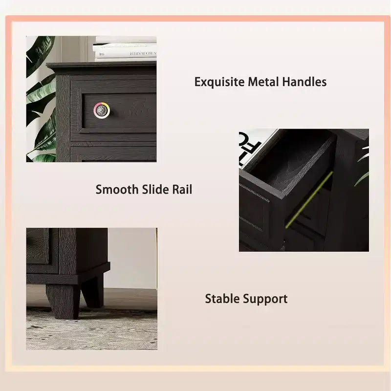 Cassettiera a 7 cassetti per camera da letto, comò in legno da 47W con maniglie in metallo, cassettiera grande per TV, organizer per vestiti per camera da letto