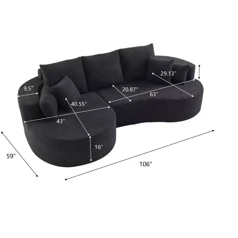 Christopher Knight Home Camilla Divano componibile curvo moderno a 3 posti da 106'' con 7 cuscini