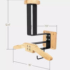 Supporto per casco, porta casco da moto - Mensola a muro in legno massiccio e ferro con gancio, massimo 40 kg per attrezzatura tattica/caschi da corsa
