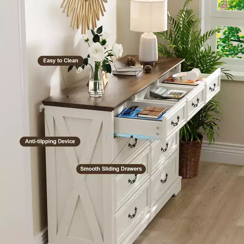 La cassettiera Dyonery in stile rustico è dotata di cassetti di diverse dimensioni per una conservazione a strati, adatta sia per la camera da letto che per il soggiorno