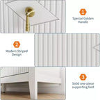 Commode à 6 tiroirs extra large de 137 cm avec panneaux cannelés Meuble de rangement moderne Meuble TV finition chêne, pour chambre, salon, couloir