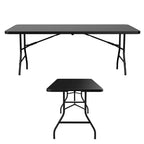Tavolo pieghevole Dyonery, design nero opaco, base del supporto antiscivolo e resistente all'usura, piano del tavolo impermeabile. Utilizzabile sia all'interno che all'esterno