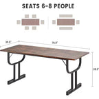 Tavolo da Pranzo Rettangolare da 180 cm per 4-6 Persone, Gambe in Metallo Pesante a Forma di Calice, Piano in Legno Spesso Resistente all'Usura per Cucina o Scrivania da Ufficio