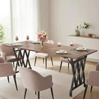 Tavolo da Pranzo Rettangolare da 180 cm per 4-6 Persone, Gambe in Metallo Pesante a Forma di Calice, Piano in Legno Spesso Resistente all'Usura per Cucina o Scrivania da Ufficio