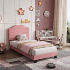 Struttura Letto a Piattaforma Matrimoniale con Testiera Imbottita in Velluto, Doghe in Legno e Supporto in Metallo, Basso Profilo, Silenzioso, Rosa/Bianco