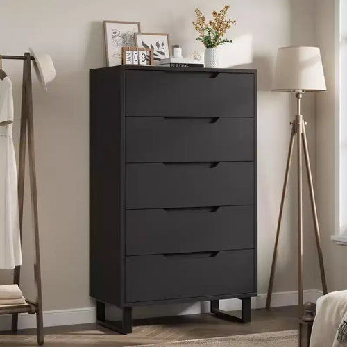 5 Bedroom Dresser, 50.5 Inch High Dresser, Freestanding Vertical Drawers with Storage, Wooden Wardrobe for Living Room, Hallway, Entryway