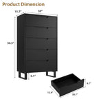 Comodino a 5 cassetti, cassettiera alta 128 cm, cassetti verticali autoportanti con contenitore, armadio in legno per soggiorno, corridoio, ingresso