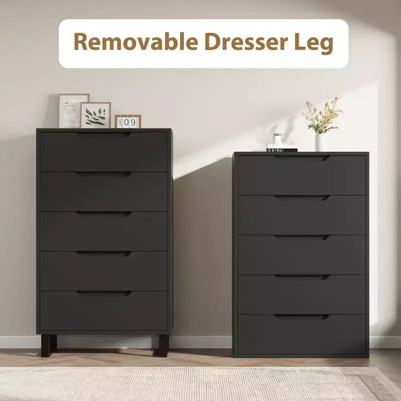 Comodino a 5 cassetti, cassettiera alta 128 cm, cassetti verticali autoportanti con contenitore, armadio in legno per soggiorno, corridoio, ingresso