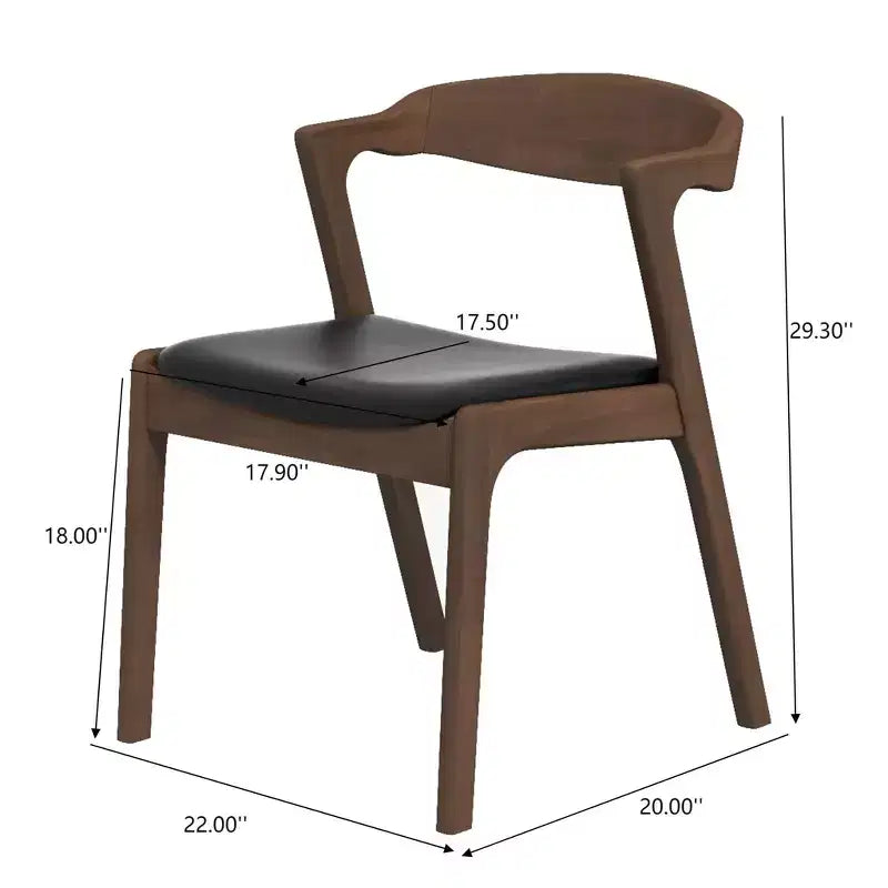 Homy Casa Set di 2 Sedie da Pranzo Mid-Century Moderne in Legno Massello con Seduta in Ecopelle, Piccoli Spazi, Riunioni Festive, Noce e Nero