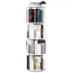 Libreria rotante in legno a 4 livelli, scaffale da pavimento a 360° e organizer multifunzionale per soggiorno, bambini e adulti
