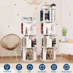 Libreria rotante in legno a 4 livelli, scaffale da pavimento a 360° e organizer multifunzionale per soggiorno, bambini e adulti