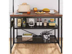 Isola Cucina, Isola Cucina 47" con Contenitore e Sedute - Scaffale per Forno a Microonde a 3 Livelli (5 Ganci) Tavolo Multifunzione per Cucine Piccole