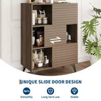 Mobile contenitore Mid-Century Modern con ante, mobiletto portaoggetti a 3 ripiani in legno per soggiorno e sala da pranzo
