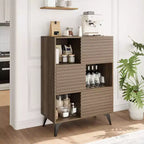 Mobile contenitore Mid-Century Modern con ante, mobiletto portaoggetti a 3 ripiani in legno per soggiorno e sala da pranzo