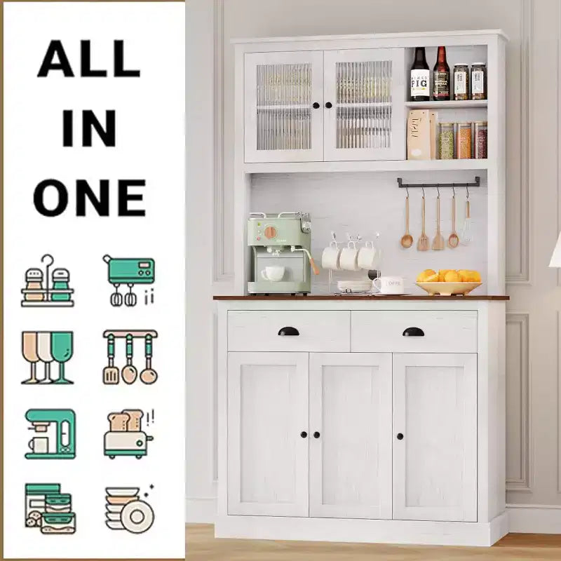 71 Mobile dispensa da cucina alto moderno, mobile credenza da cucina con supporto per microonde per sala da pranzo, cucina