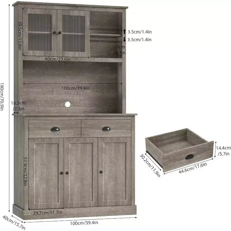 71 Mobile dispensa da cucina alto moderno, mobile credenza da cucina con supporto per microonde per sala da pranzo, cucina