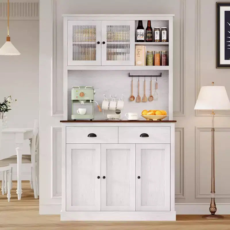71 Mobile dispensa da cucina alto moderno, mobile credenza da cucina con supporto per microonde per sala da pranzo, cucina