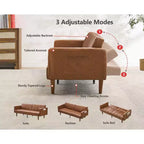 Divano Letto Futon 75 Mid-Century, Divano Letto Trasformabile in Pelle PU con Schienale Regolabile, Divanetto e Tasche Laterali per Soggiorno e Camera da Letto