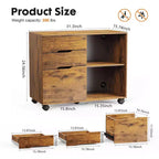 MAYEERTY Classificatore laterale a 3 cassetti con rotelle