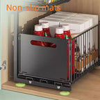 GustoWave Scaffale portaoggetti da cucina a 2 livelli in metallo estraibile, organizer sottolavello regolabile in altezza con cassetti scorrevoli in rete, nero
