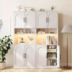 Dispensa con luce a LED, 71" Credenza da Cucina con Supporto per Microonde per Sala da Pranzo e Soggiorno
