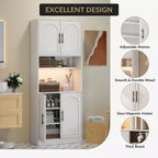 Dispensa con luce a LED, 71" Credenza da Cucina con Supporto per Microonde per Sala da Pranzo e Soggiorno