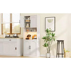 Dispensa con luce a LED, 71" Credenza da Cucina con Supporto per Microonde per Sala da Pranzo e Soggiorno