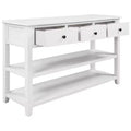 Bellemave Retro Design Console Table with Two Open Shelves, Pine Solid Wood Frame and Legs for Living Room (Antique White)