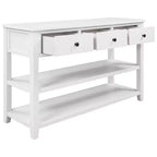 Bellemave Retro Design Console Table with Two Open Shelves, Pine Solid Wood Frame and Legs for Living Room (Antique White)