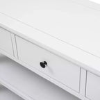 Consolle Bellemave dal design retrò con due ripiani aperti, struttura e gambe in legno massello di pino per soggiorno (bianco anticato)