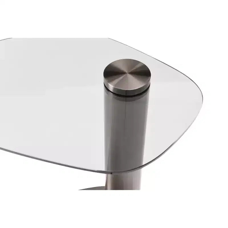 HomeStock Tavolino rotondo con piano in acciaio inossidabile da 38 cm H, colore grigio, 1 pezzo