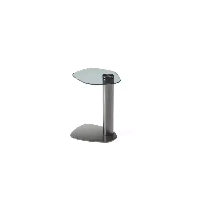 HomeStock Tavolino rotondo con piano in acciaio inossidabile da 38 cm H, colore grigio, 1 pezzo