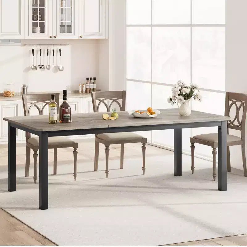 COZONY 78,7 Tavolo da pranzo rettangolare grande per 6-8 persone, tavolo da cucina industriale in legno con robusta struttura in metallo per sala da pranzo, ristorante (sedie escluse)