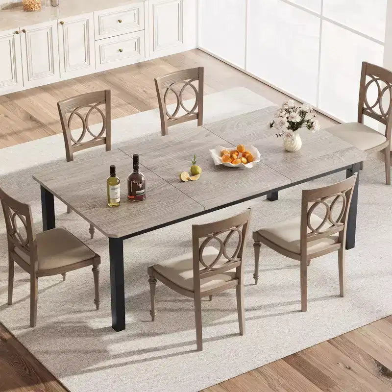 COZONY 78,7 Tavolo da pranzo rettangolare grande per 6-8 persone, tavolo da cucina industriale in legno con robusta struttura in metallo per sala da pranzo, ristorante (sedie escluse)