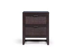 Comodino con 2 cassetti Hatteras Modern Boho con legno massello e dettagli in rattan naturale - Teamson Home
