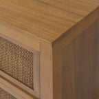 Comodino con 2 cassetti Hatteras Modern Boho con legno massello e dettagli in rattan naturale - Teamson Home