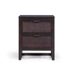 Comodino con 2 cassetti Hatteras Modern Boho con legno massello e dettagli in rattan naturale - Teamson Home