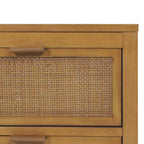 Comodino con 2 cassetti Hatteras Modern Boho con legno massello e dettagli in rattan naturale - Teamson Home
