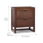 Comodino con 2 cassetti Hatteras Modern Boho con legno massello e dettagli in rattan naturale - Teamson Home