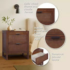 Comodino con 2 cassetti Hatteras Modern Boho con legno massello e dettagli in rattan naturale - Teamson Home