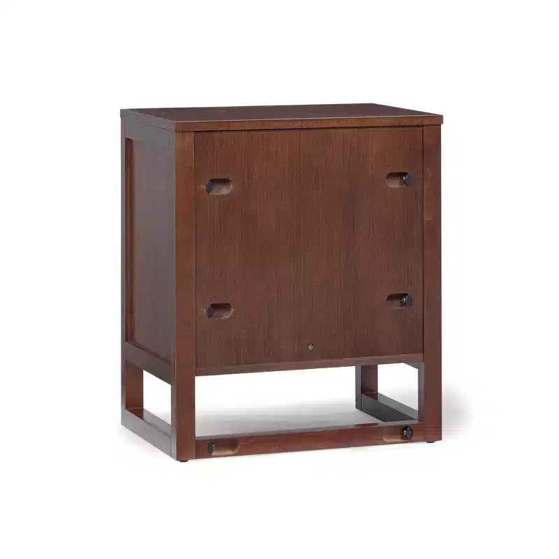 Comodino con 2 cassetti Hatteras Modern Boho con legno massello e dettagli in rattan naturale - Teamson Home